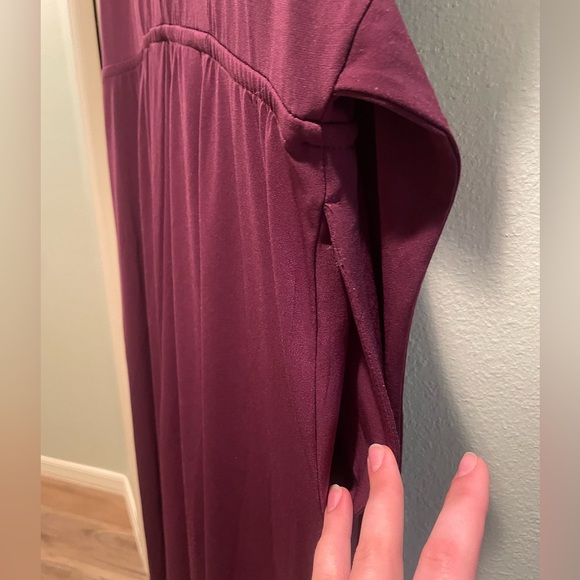 LANE BRYANT Stretchy, Wide Leg, Flutter Sleeve, Faux Wrap Jumpsuit - Picture 9 of 13